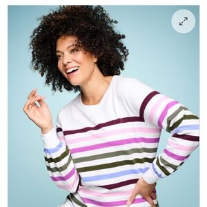 Talbots Cozy Crush Crew Neck Striped Lightweight Long Sleeve Tee